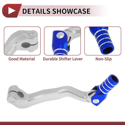 Folding Motorcycle Gear Shifter Lever - Silver Tone Blue for Bosuer M4
