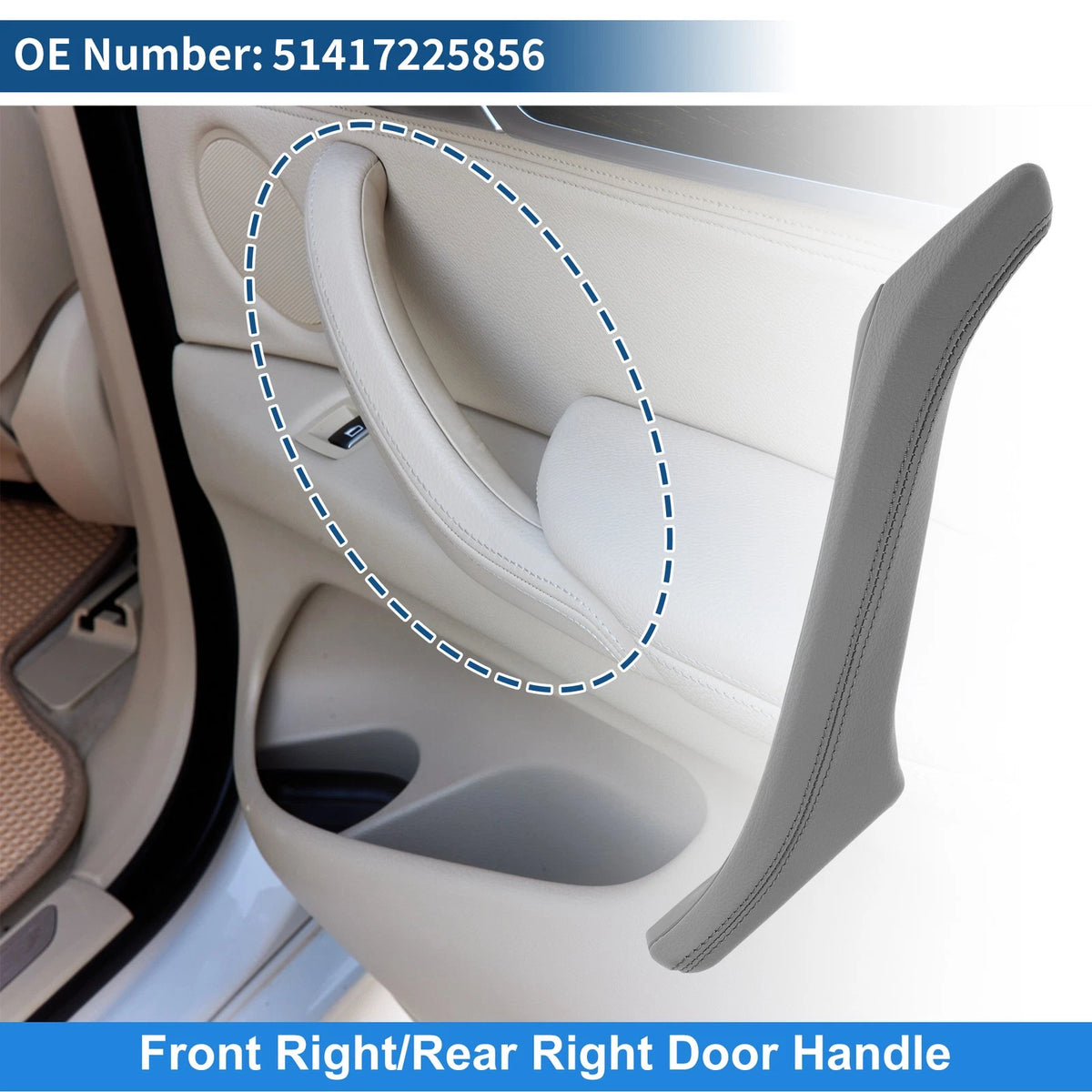 Inner Door Panel Handle Gray for BMW F10 F11 F18 (2010-2017)