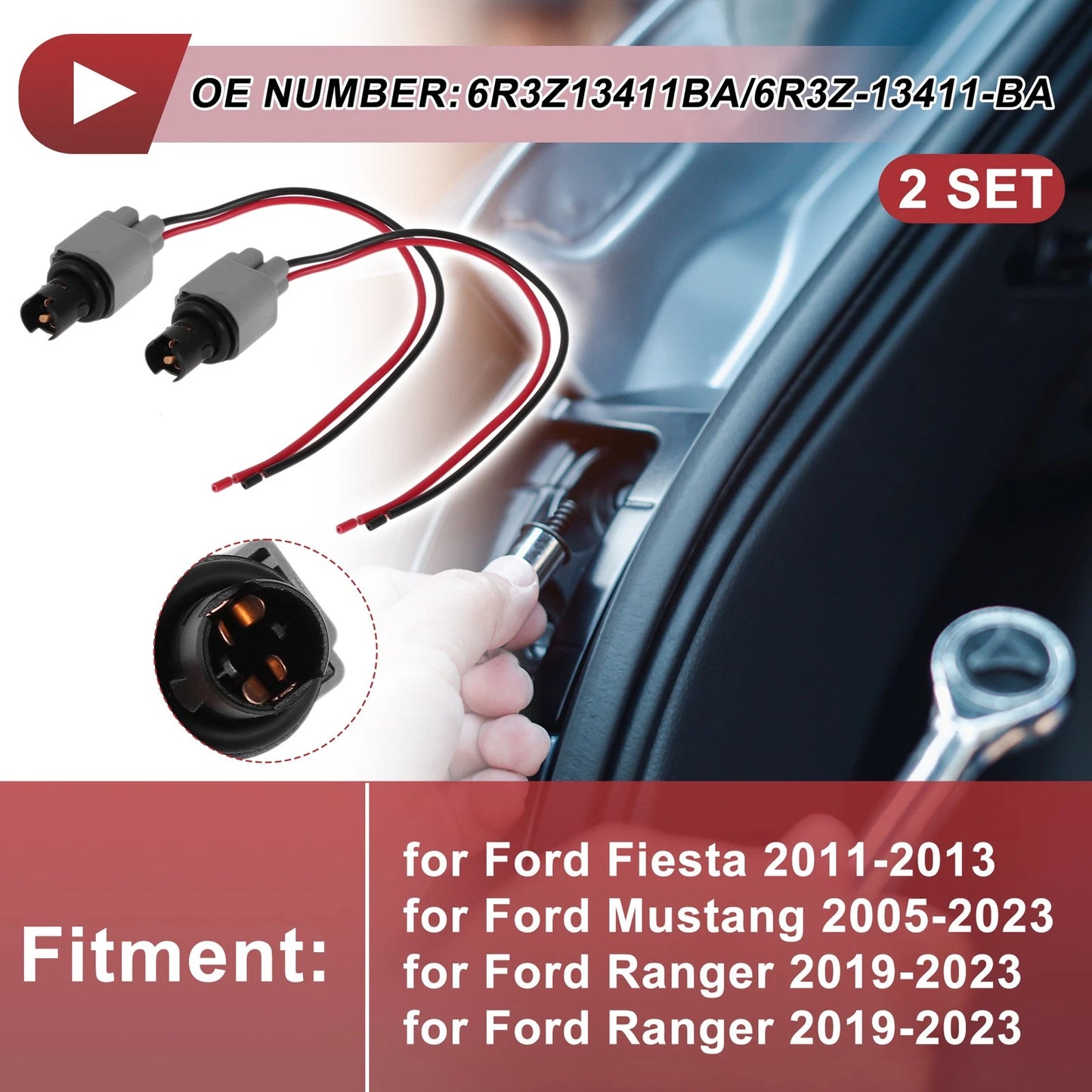 2 x Side Marker Light Socket Wiring for Ford Fiesta (2011-2013)