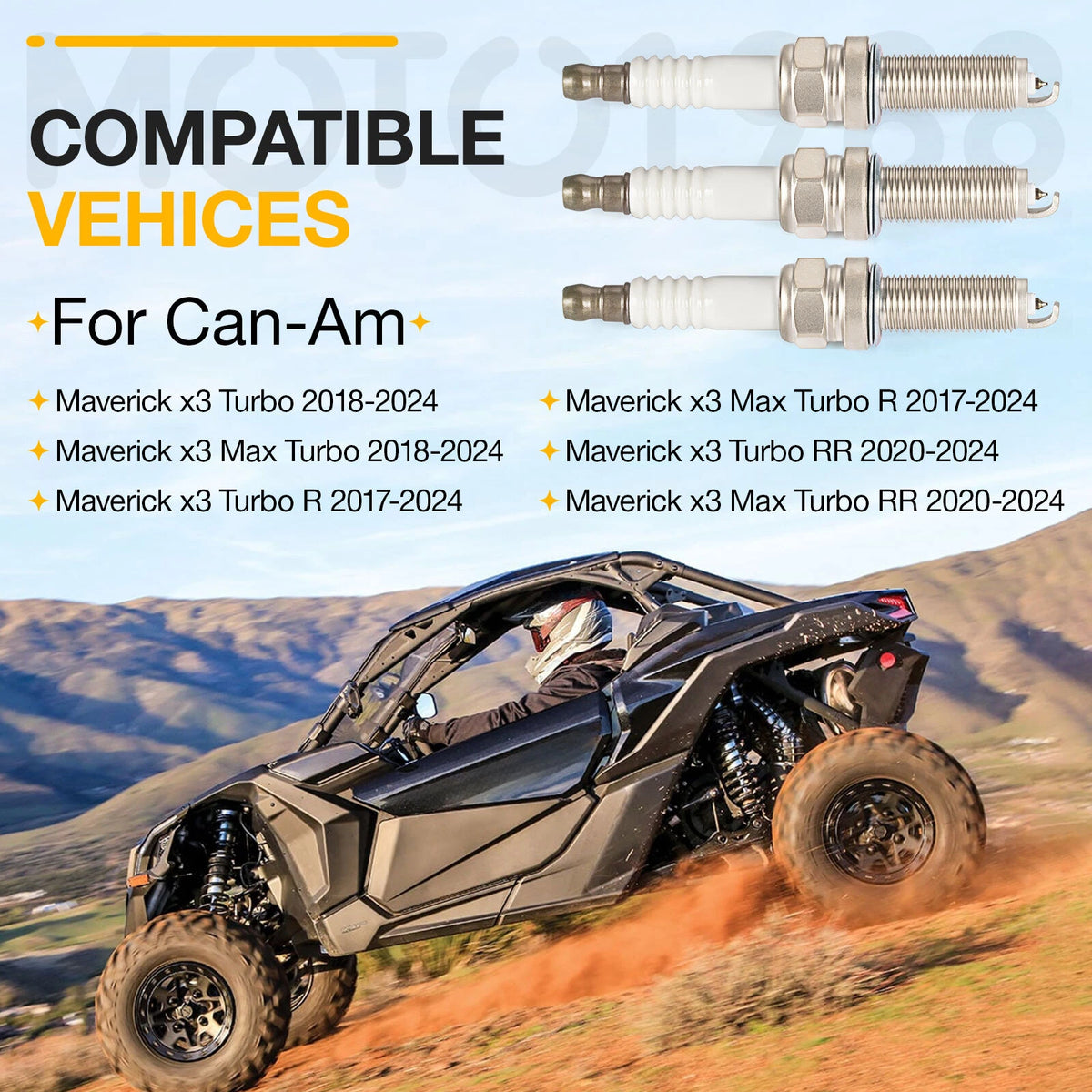 Spark Plug (3 Pack) for Can-Am Maverick X3 Turbo Max R RR (2017–2024)
