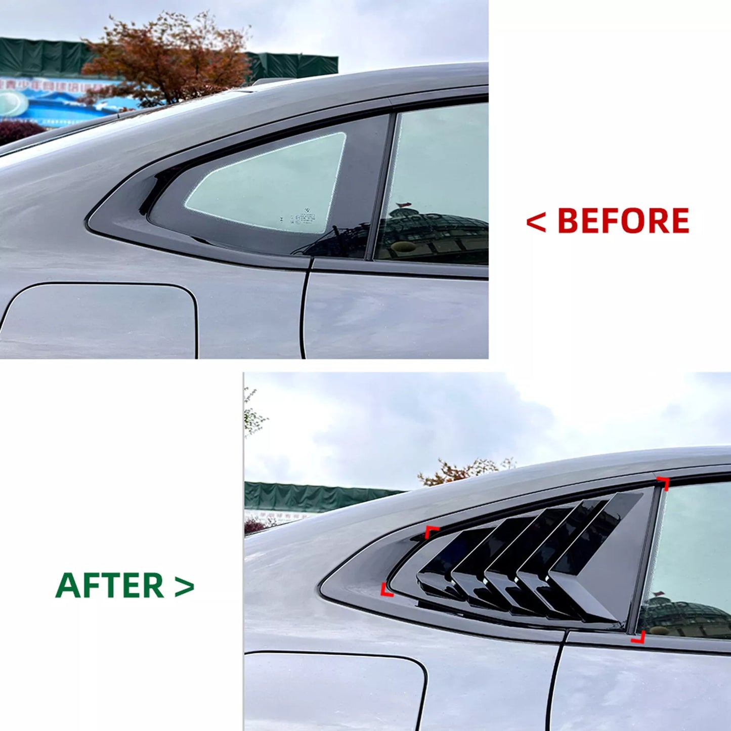Gloss Black Rear Side Window Louvers for BMW 4 Series G26 (2020-2024)