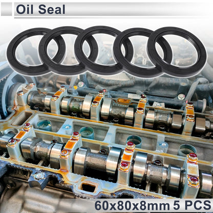 Oil Seal / 60x80x8mm / Rotary Shaft Seal NBR Rubber 5 Pcs