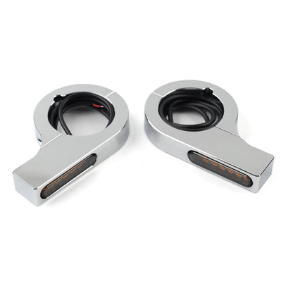 33MM-37MM Amber Chrome Fork Turn Signal Lights for Harley Touring Dyna