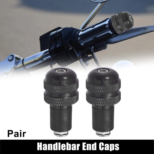 Pair 7/8" 22mm Black Handlebar End Grips Bar Ends for Motorcycle