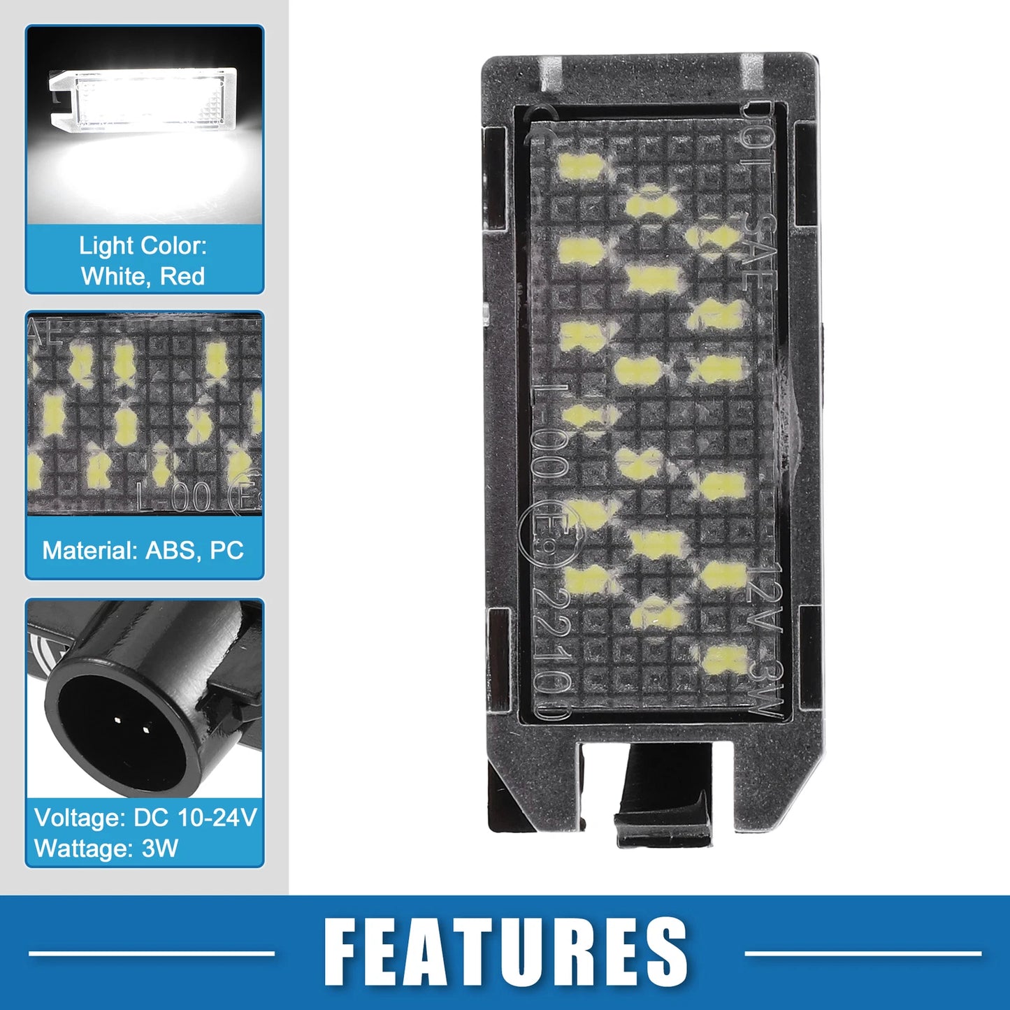 2 x White LED License Plate Lights for Jeep Grand Cherokee (2017-2021)