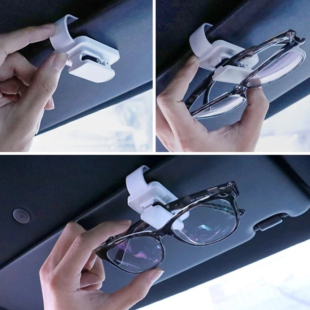 Black & Silver Sun Visor Clip Holder for Reading Glasses & Sunglasses