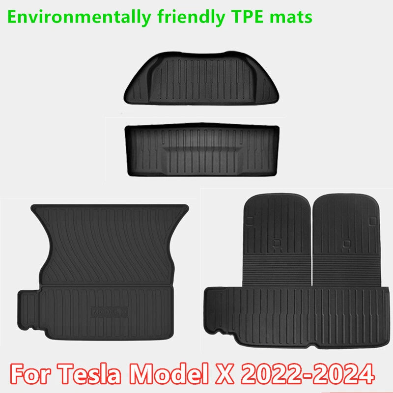 TPE Front Frunk/Rear Trunk Cargo Liner Pad Mat for Tesla Model X (2022–2024)