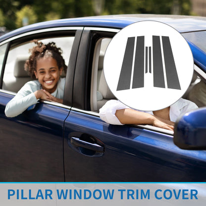 6 Pcs Door Pillar Window Trim for Toyota Reiz (2010-2016) Carbon Fiber Black