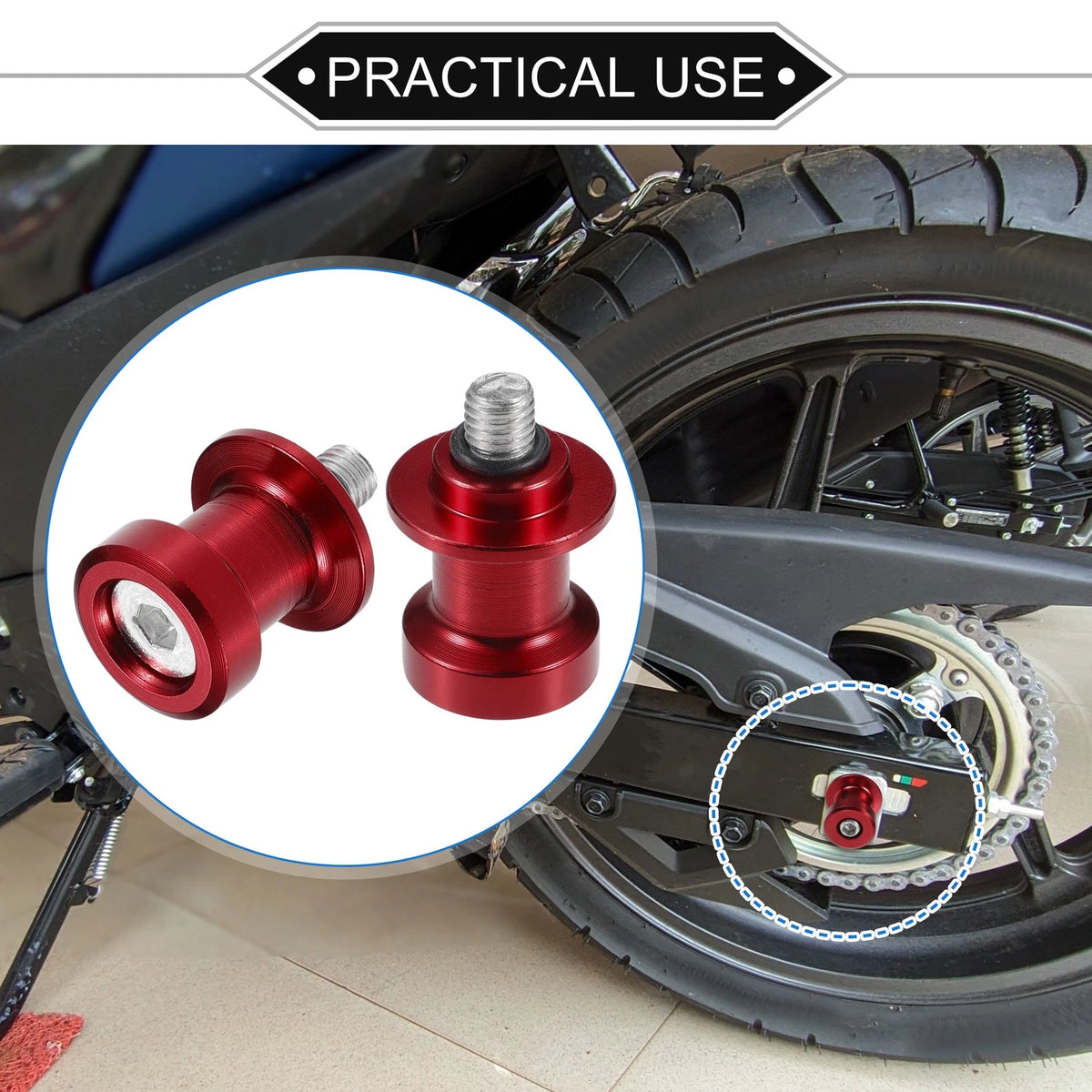1 Pair Swingarm Spools 8mm CNC Swing Arm Sliders Stand Red for Motorcycle