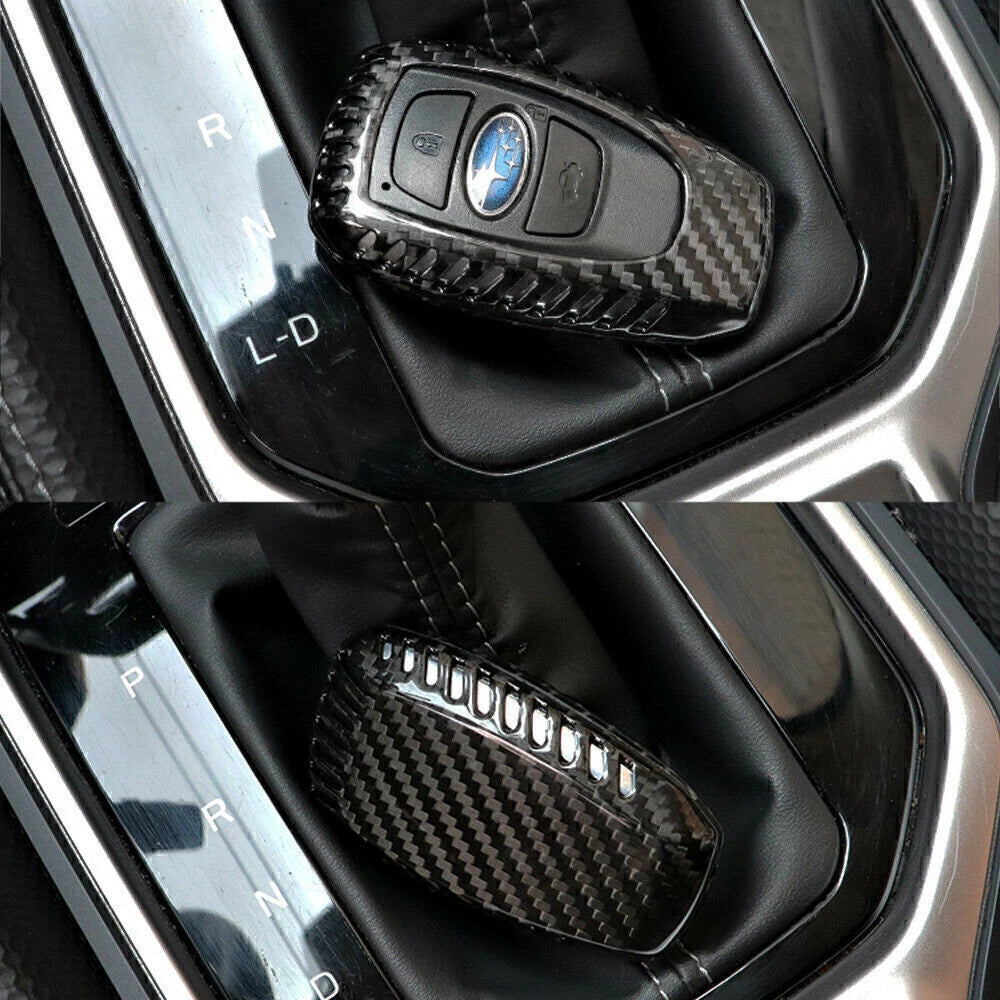 Black Carbon Fiber Key Case Cover for Subaru Legacy XV Forester (2010-2023)
