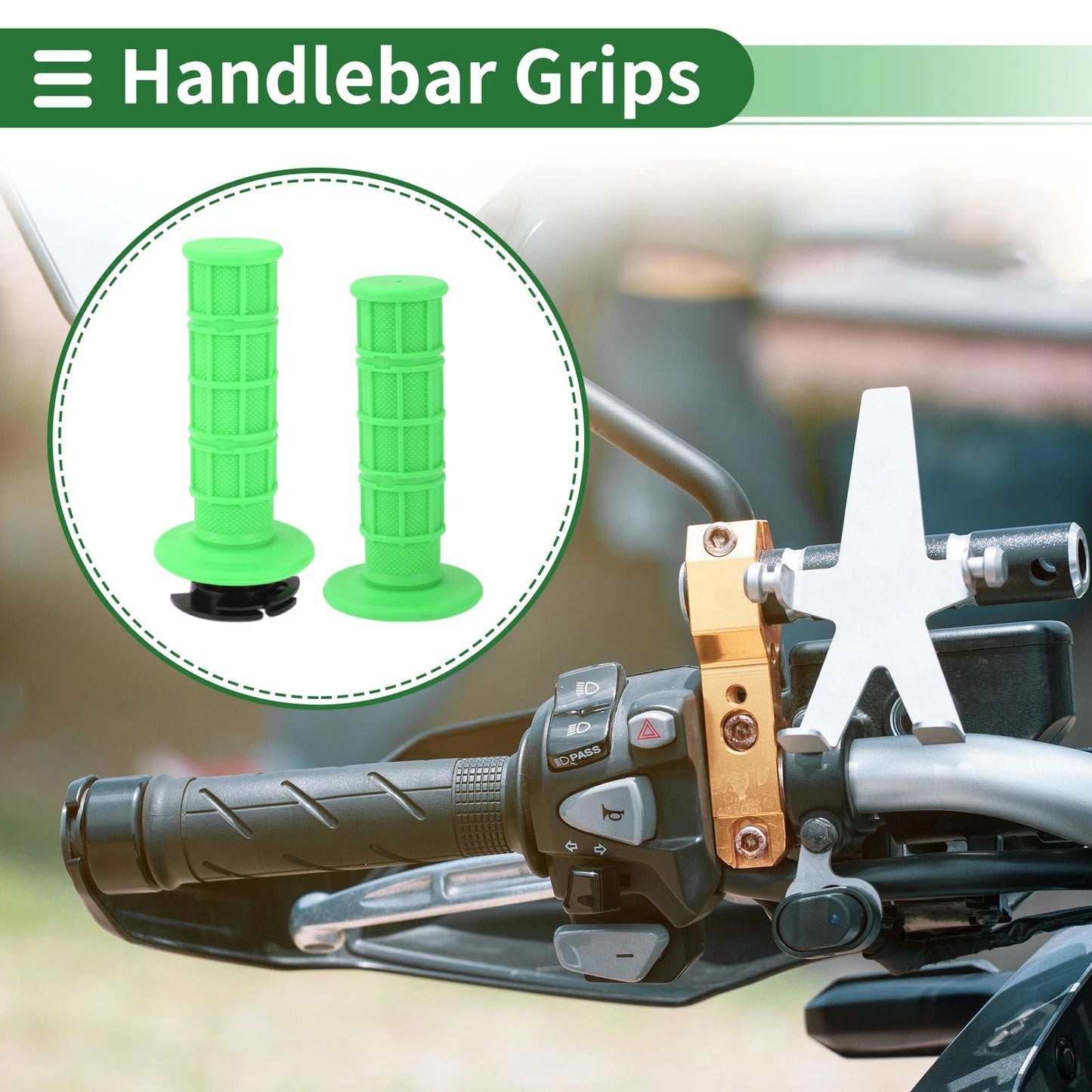 7/8" 22mm Hand Grips Cover TPR Green for Make Model