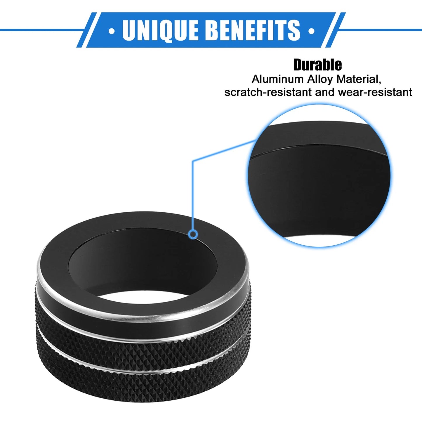 3 x AC Climate Control Knob Rings Cover for Jeep Renegade (2018-2023) Black