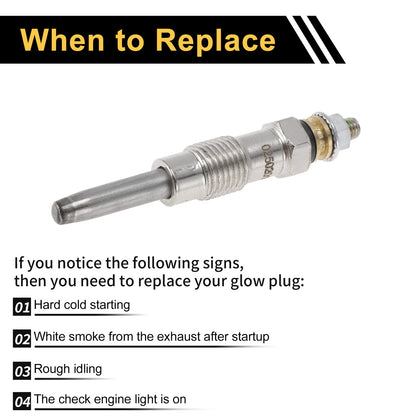 Glow Plug for Diesel Engine - Silver Tone Steel (1 Pc)