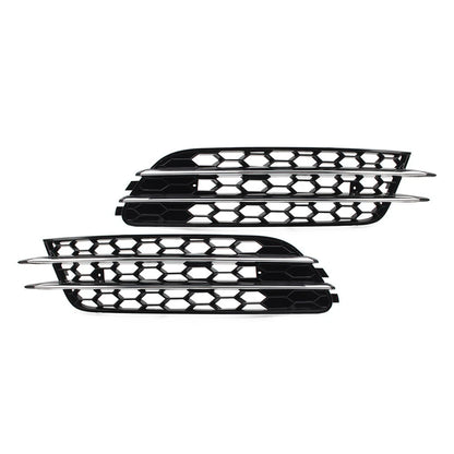 Front Bumper Honeycomb Mesh Fog Light Grille Cover for Audi A6 C7 (2012-2018)