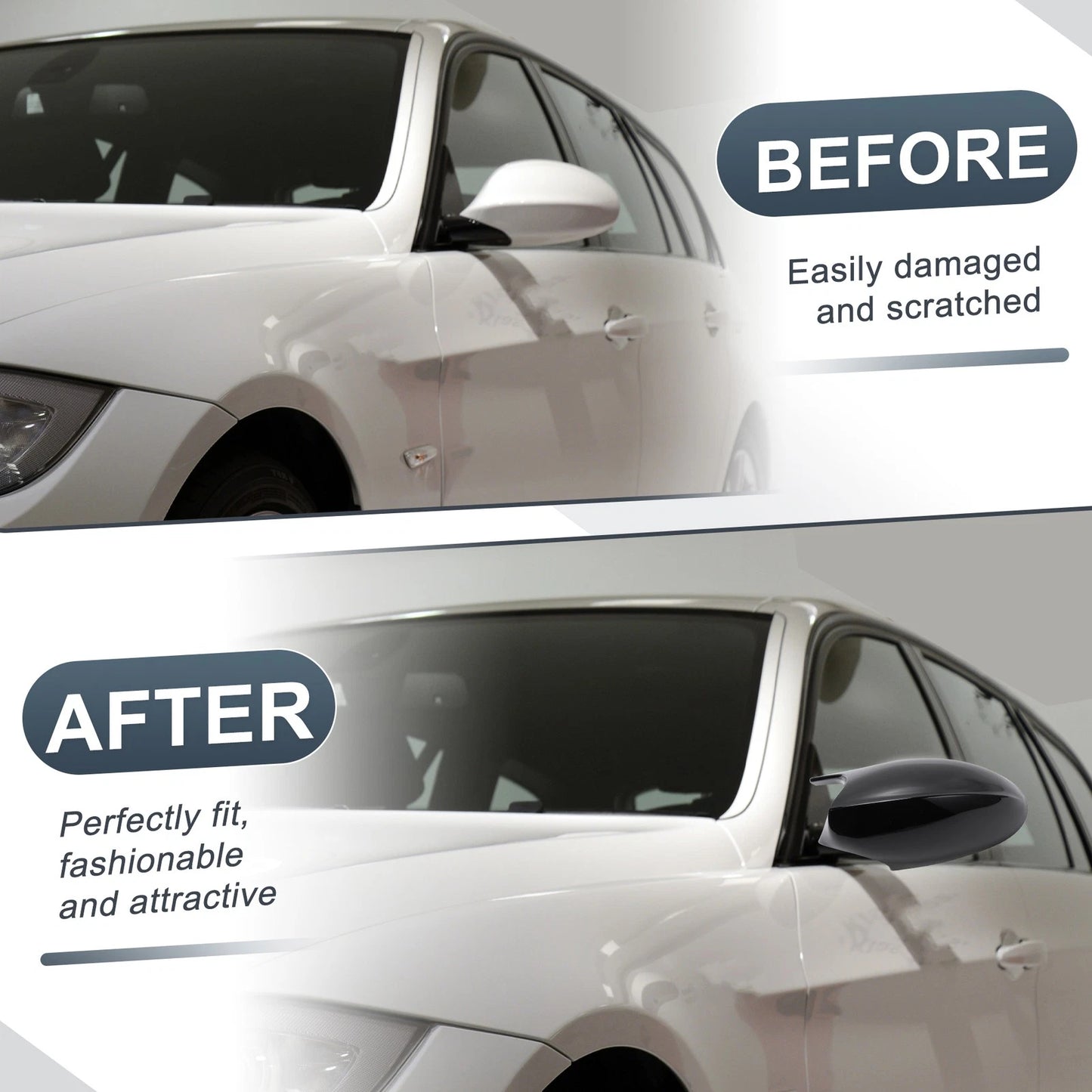 Rearview Mirror Cover Cap Gloss Black for BMW E87 E81 E82 E88 E90 E91 E92 (2006-2013)