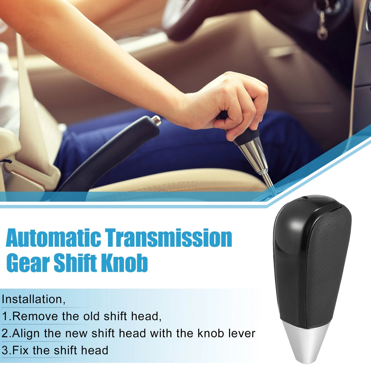 Black Faux Leather Gear Shift Knob Cover for Toyota