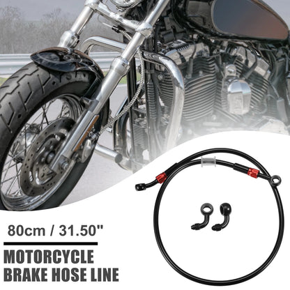 1 Set Motorcycle Hydraulic Brake Line Oil Hose Pipe 80cm Black Red