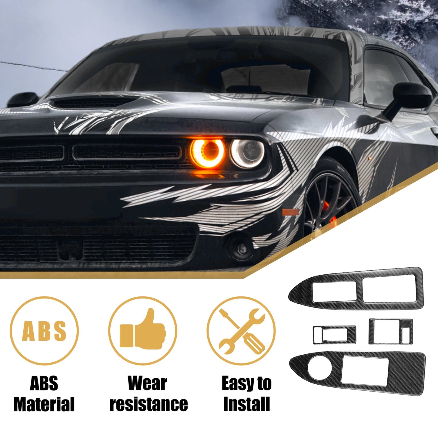 Window Lift Trim Switch Panel Stickers for Dodge Challenger (2008 - 2014)