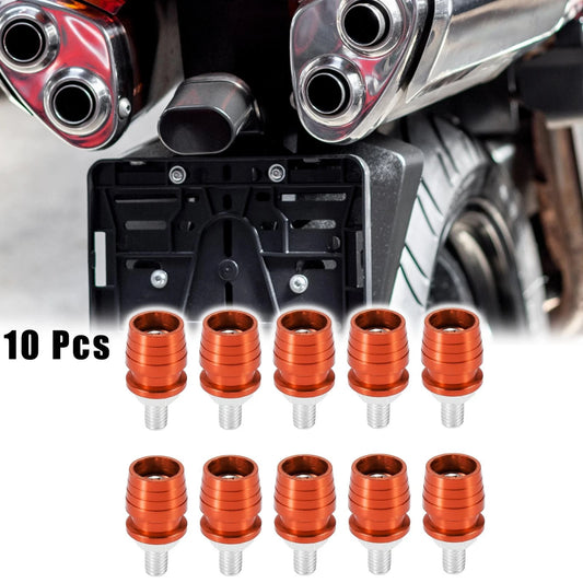 10pcs Motorcycle License Plate Frame M6 Bolts Screws Orange for Motorcycle