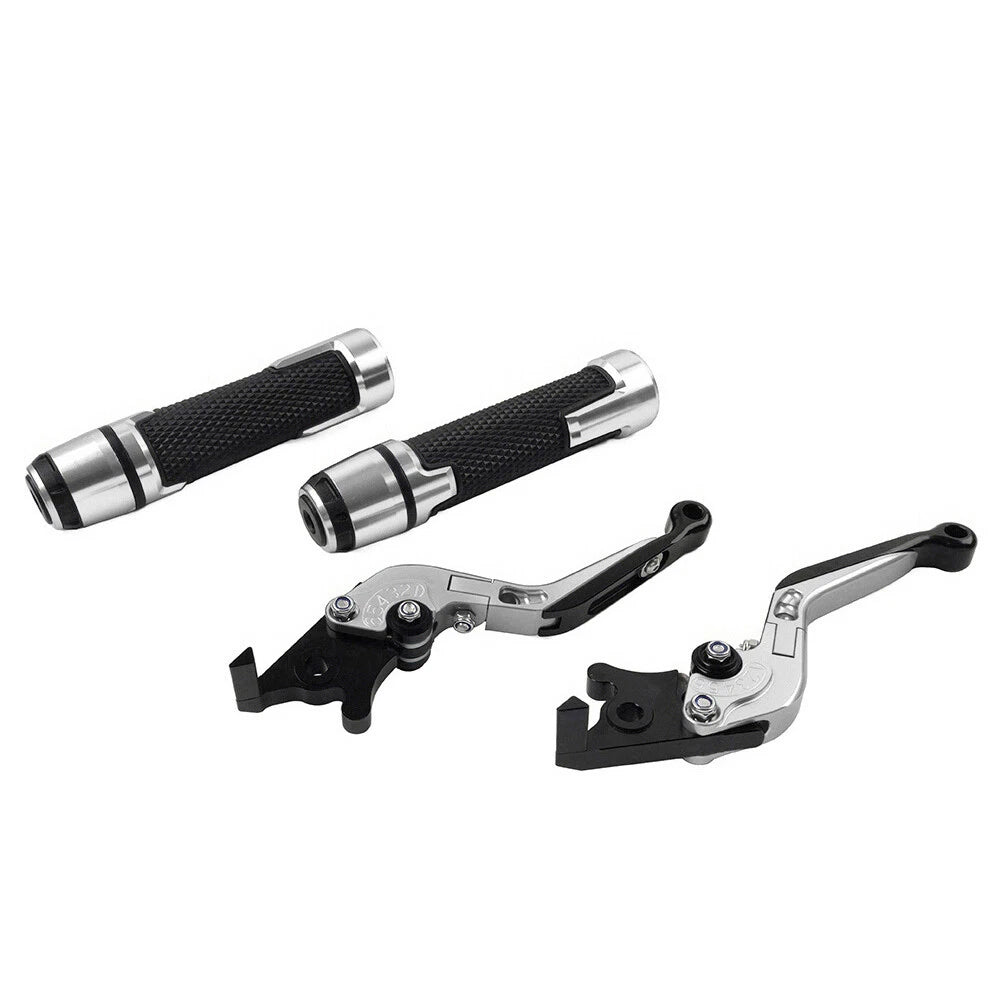 Silver Extendable Brake Clutch Lever Grip Set for Yamaha YZF R3 MT-03 (2015-2023)