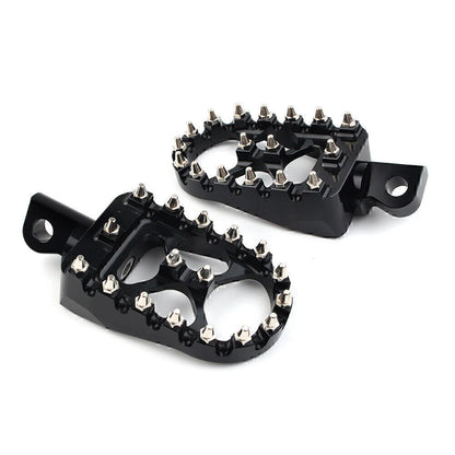 Wide Black Foot Pegs MX Style for Harley Dyna Sportster Iron 883 Fatboy (2004-2023)