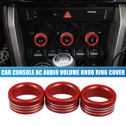 AC Audio Volume Knob Ring Cover for Subaru BRZ & Toyota 86 Red (Set of 3)