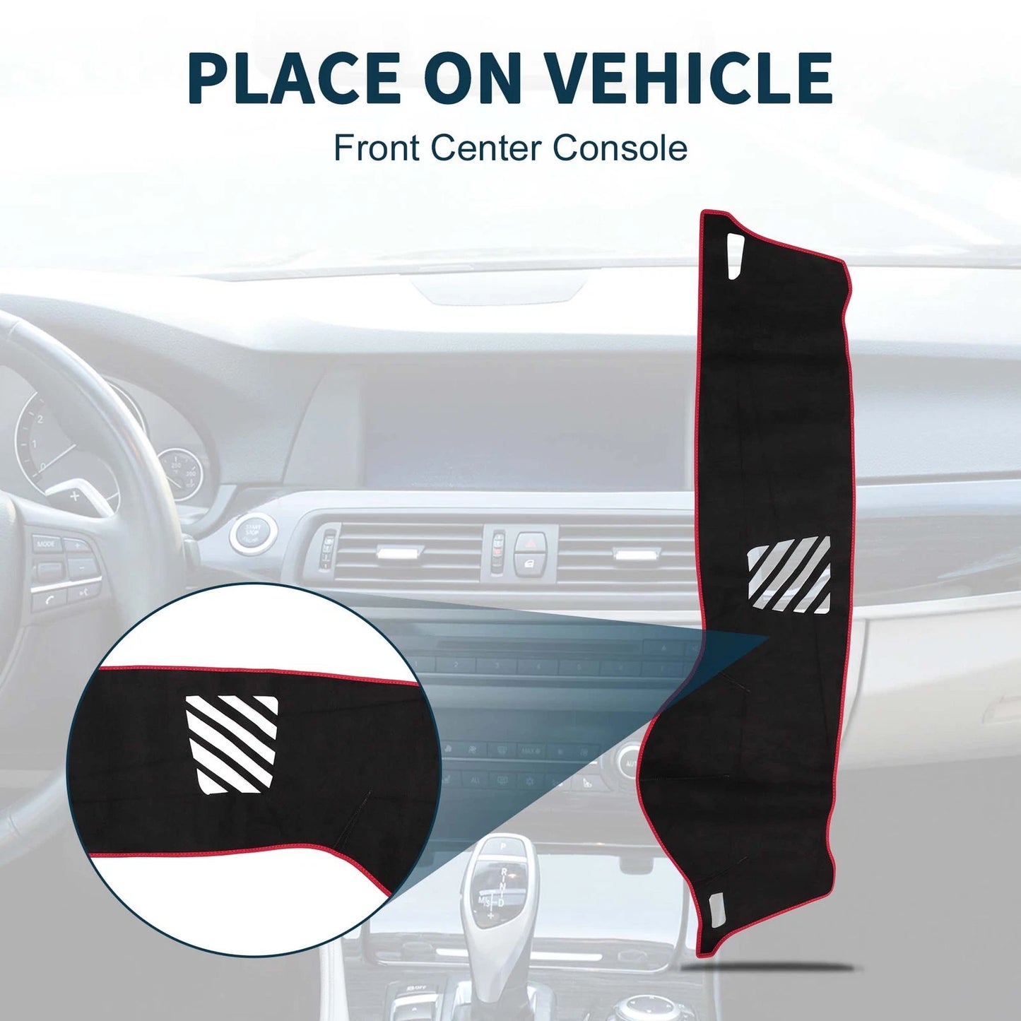Dashboard Dash Cover Mat for BMW 5 Series F10/F11 (2010 - 2017) Black Red