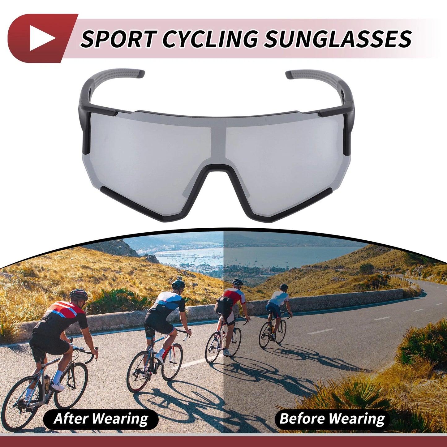 Goggles 1x Motorcycle Riding Silver Tone Gray Lens Black Frame PC Eyeglasses