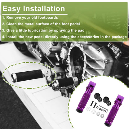 Purple Motorcycle Foot Pegs for Honda, Suzuki, Yamaha