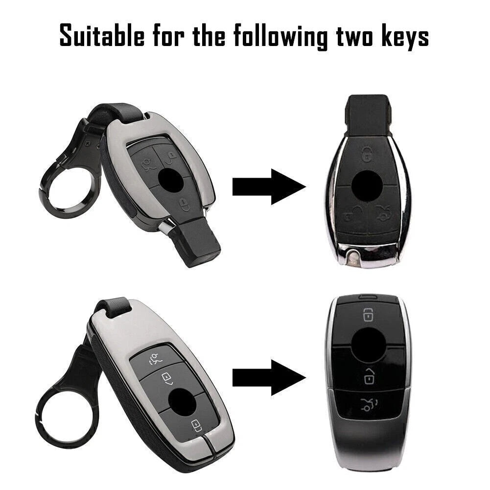Leather Car Key Case Cover for Mercedes Benz W202 W210 E300 (2017)