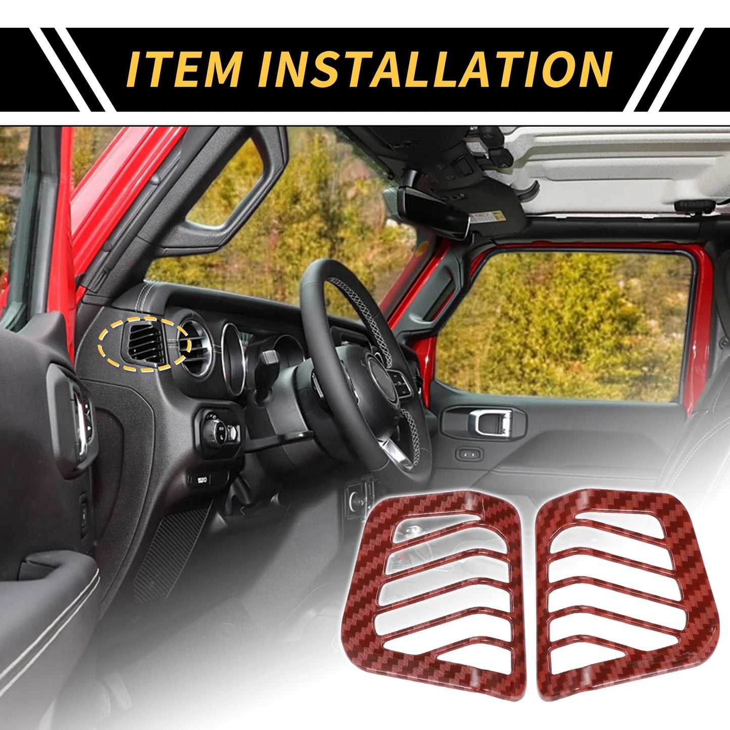Dashboard Side Air Vent AC Outlet Cover Trim for Jeep Wrangler JL (2018-2023)