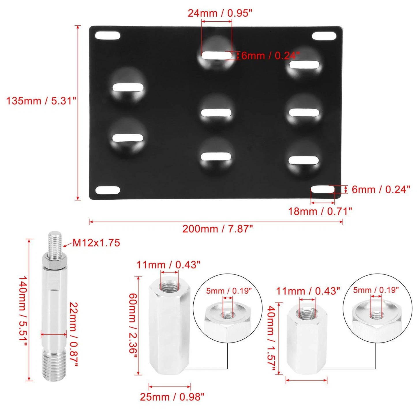 Bumper Tow Hook License Plate Mount Bracket for Mercedes-Benz (2008-2018)