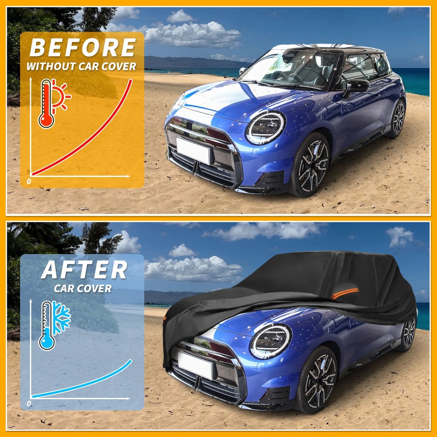Waterproof All Weather Car Cover for Mini Cooper 2DR Black