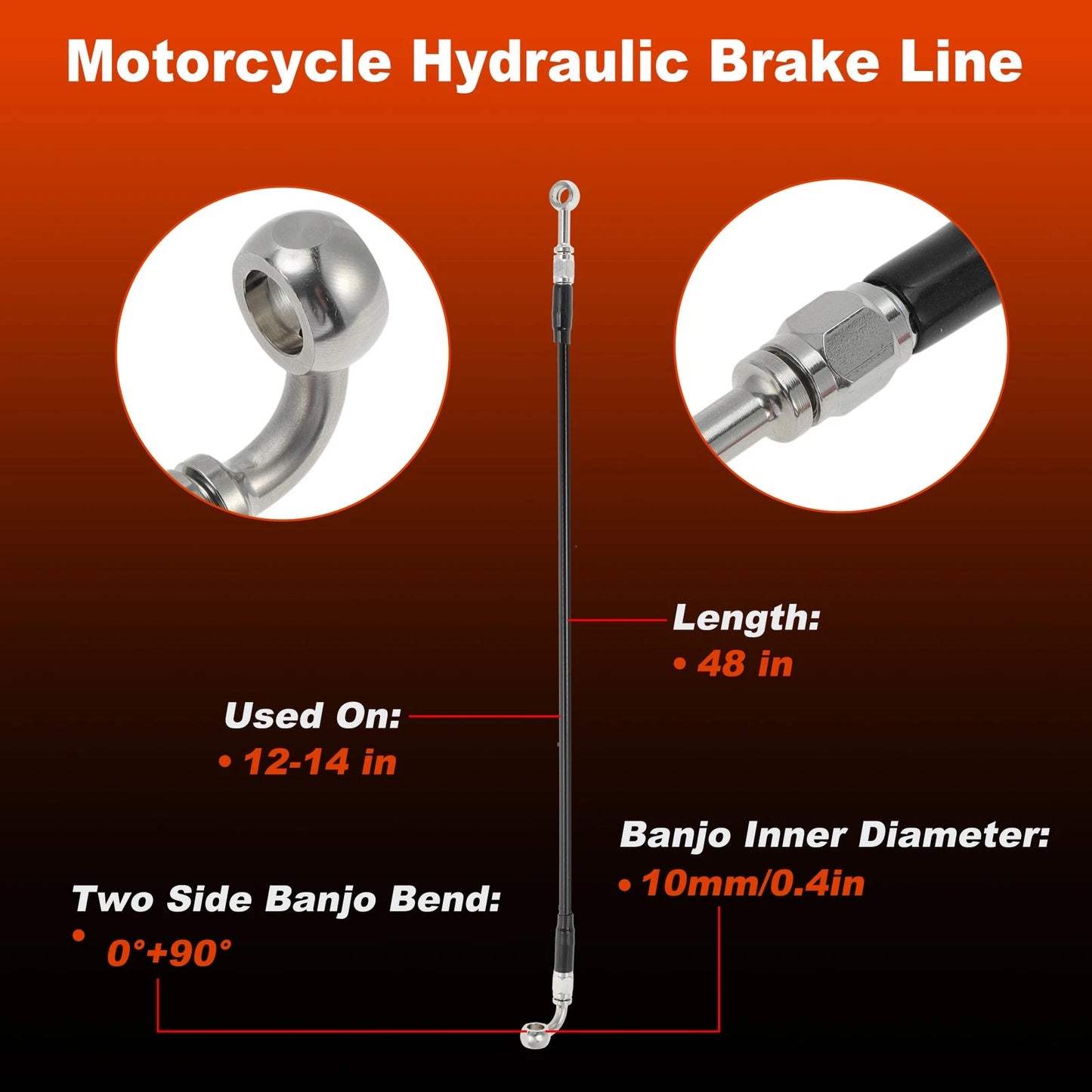 48in Hydraulic Front Brake Line for Harley Sportster XL 883 1200 (1986–2003)