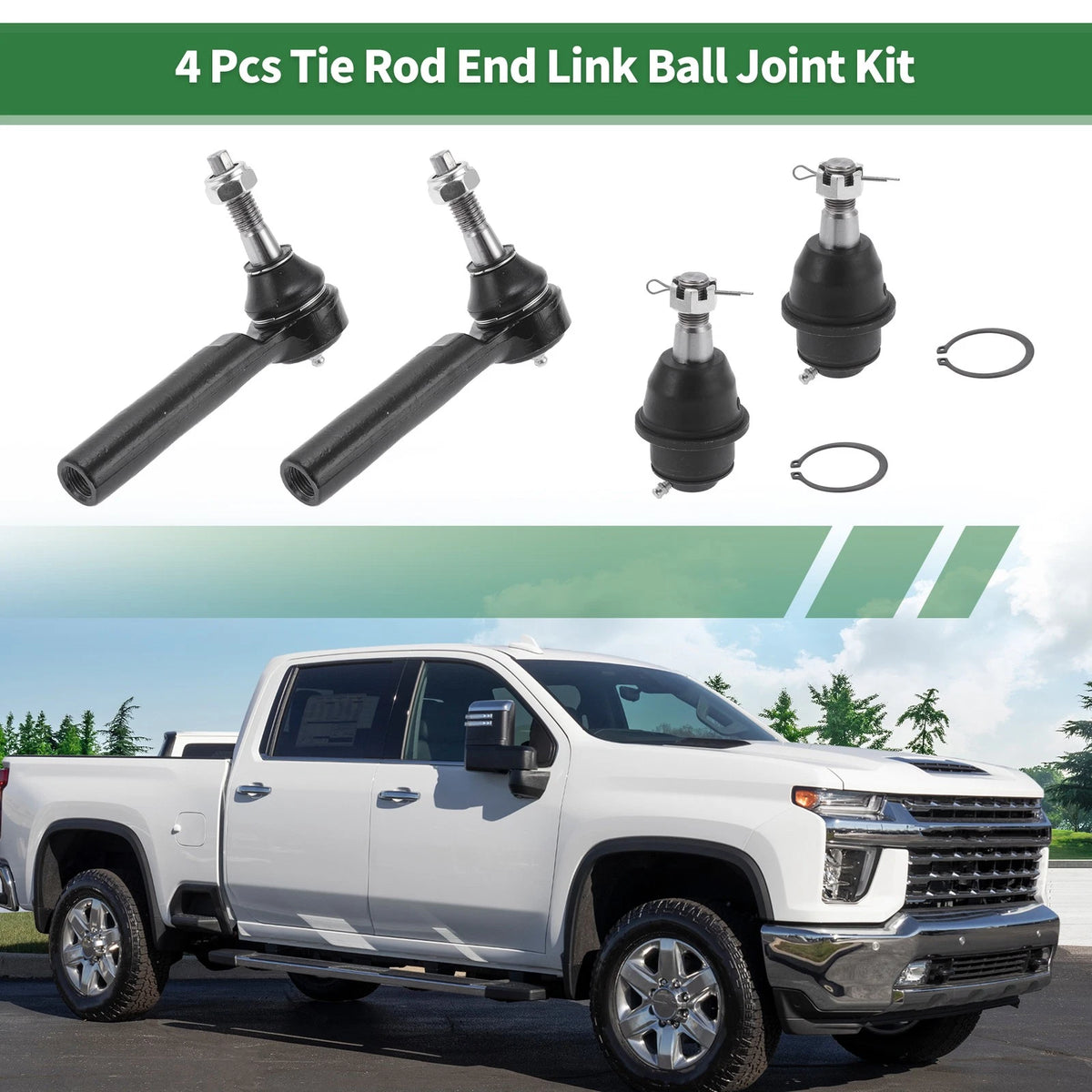 4 x Front Suspension Kit Tie Rod Ends Ball Joints for Chevrolet Silverado 1500