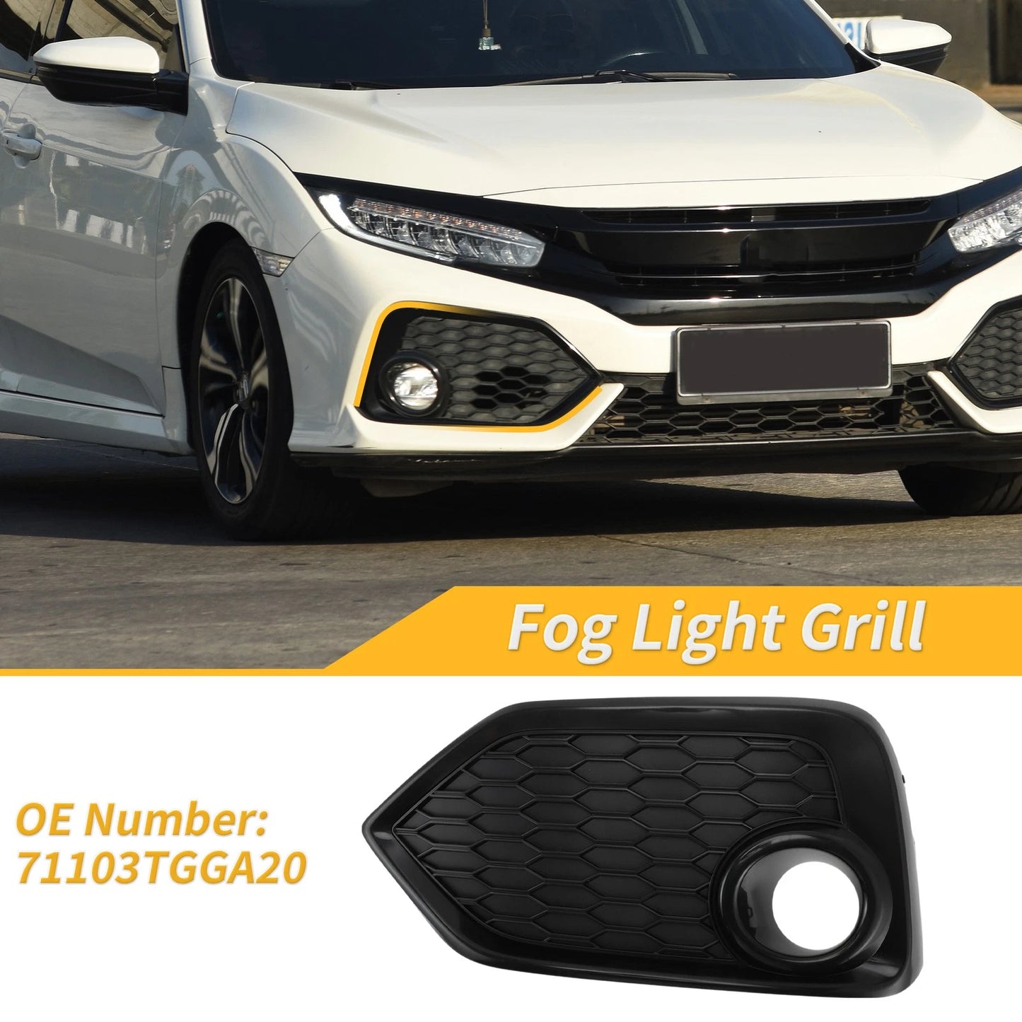 Right Side Fog Light Grill for Honda Civic Hatchback (2017-2019)