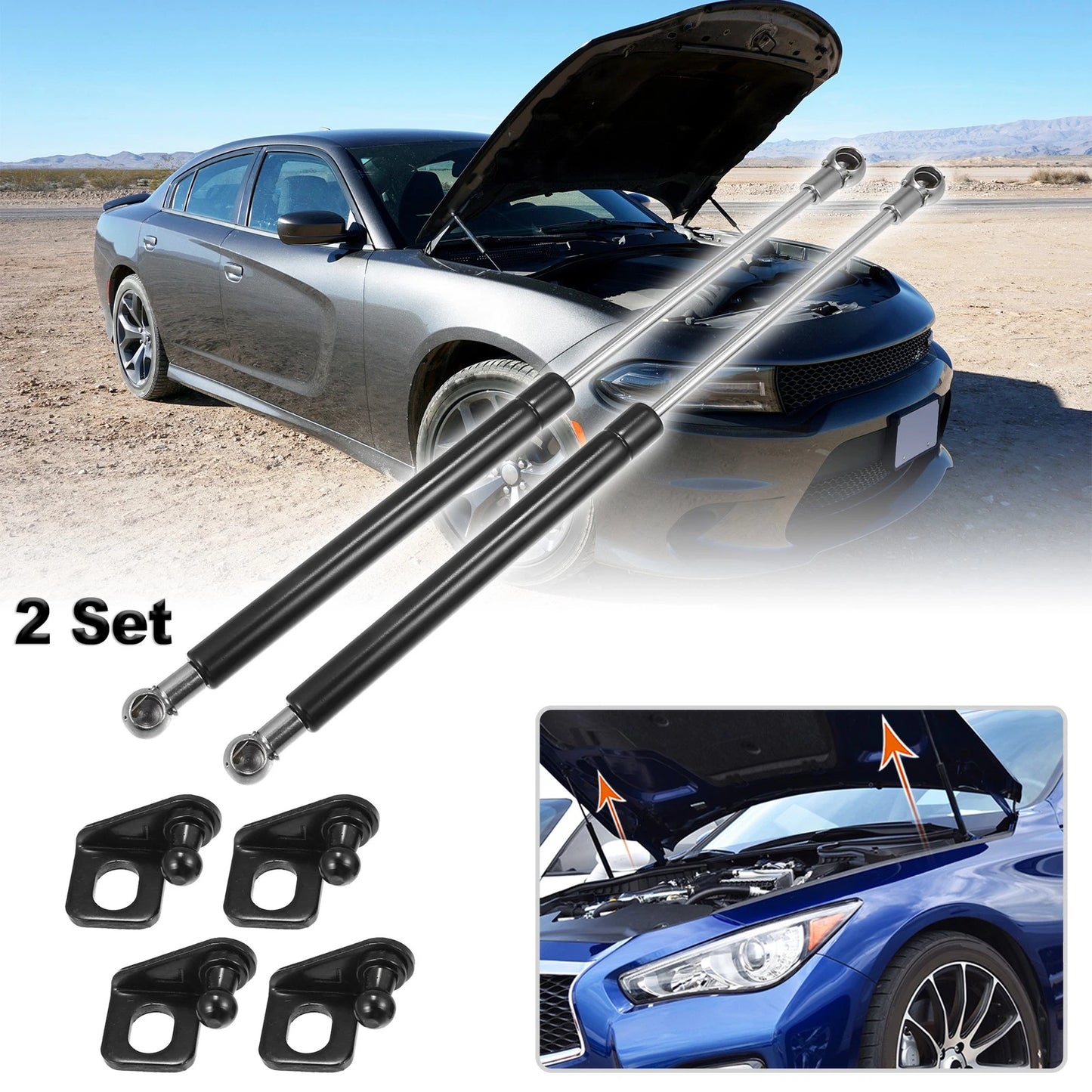 Front Hood Gas Lift Supports for Honda Fit (2014-2019)