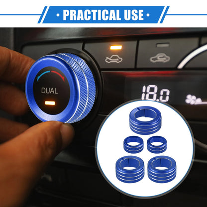 5 x AC Climate Control Knob Rings for Toyota 4Runner (2010-2022) Blue