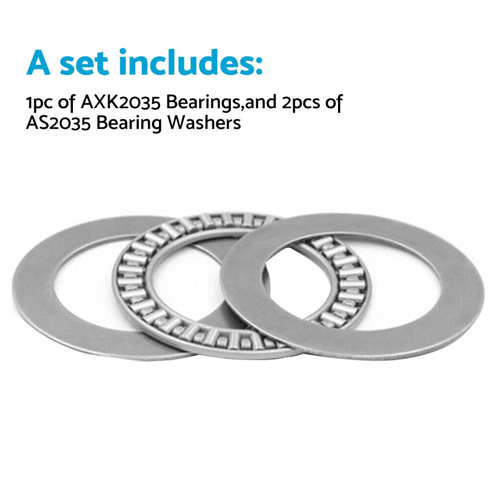 10 x AXK2035 Thrust Needle Roller Bearings 20mm x 35mm x 2mm & AS2035 Washer