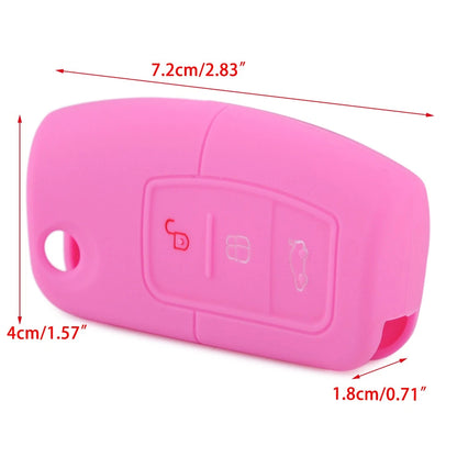 Silicone Key Cover 2 x Button Pink Protective Case for Ford Mondeo Kuga