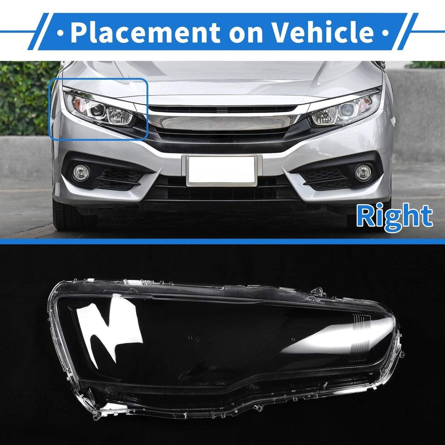 1 x Front Right Headlight Lens Cover for Mitsubishi Lancer (2008-2016)