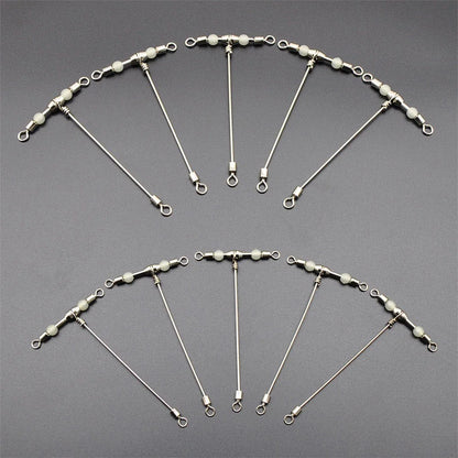 Boat Fishing Swivels 10pcs T-Shape Rolling Connector with Glow Beads for Catfish
