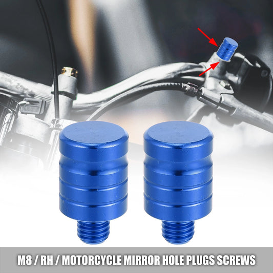 2 x M8x1.31 Motorcycle Side Mirror Hole Plug Screw Alloy Blue for Motorcycle