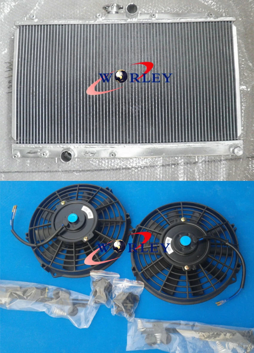52mm Aluminum Radiator + 2 Fans for Mitsubishi Lancer EVO 7 8 (2001-2007)