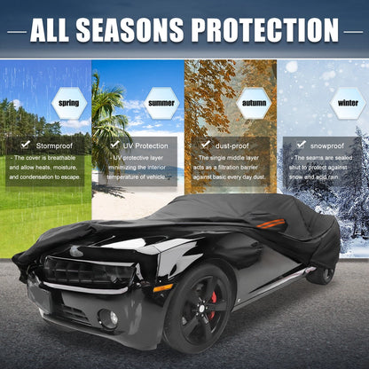 Waterproof Aluminum Film Car Cover for Chevy Camaro (2010 - 2021) Zipper Black