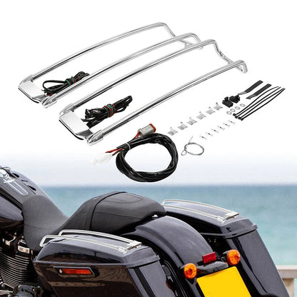 Saddlebag Lid Top Rail & LED Light for Harley Touring Road King (1994-2013)