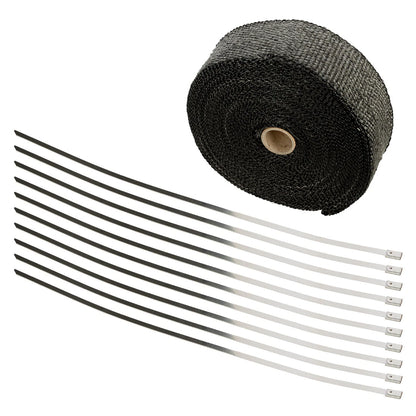 2" x 50ft Black Exhaust Heat Wrap Tape for Motorcycle