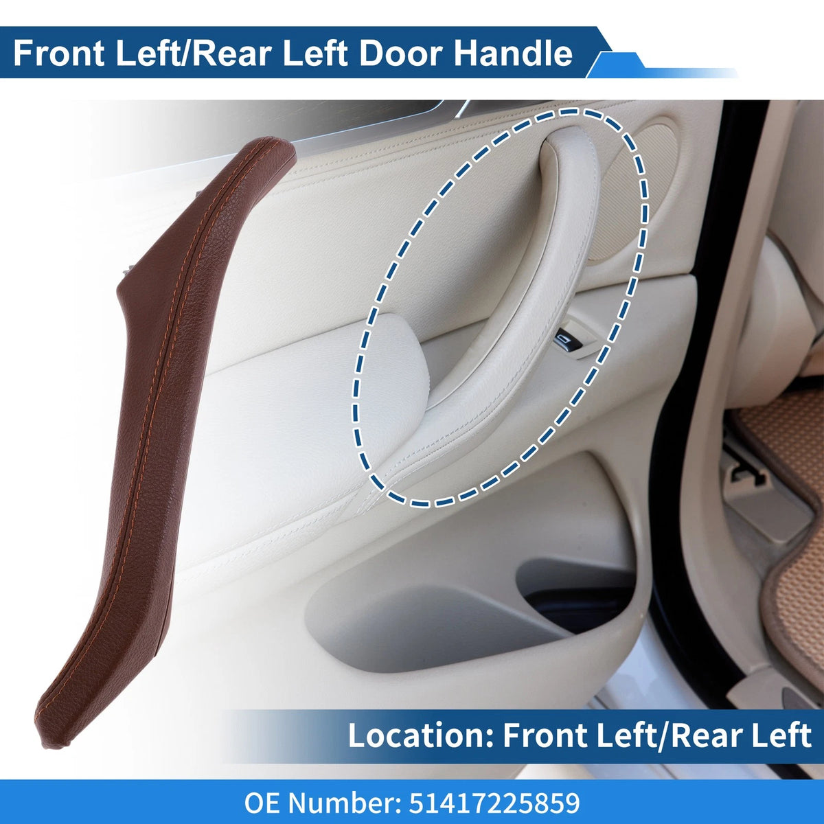 Inner Door Panel Handle for BMW F10 F11 F18 (2010 - 2017) Wine Red