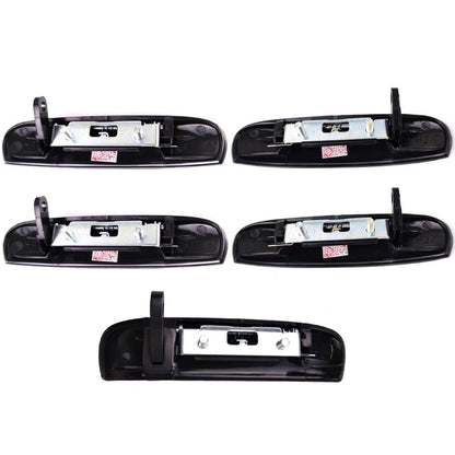 Exterior Door Handle Black Set 5 Fits Mitsubishi Mirage 5D Hatchback 2012-18 D06