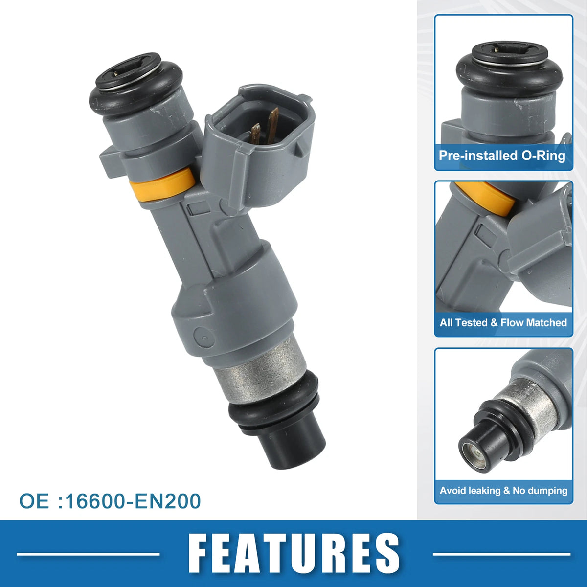 Fuel Injector 2.0 for NISSAN Qashqai (2007-2013) - 4 Pcs Gray